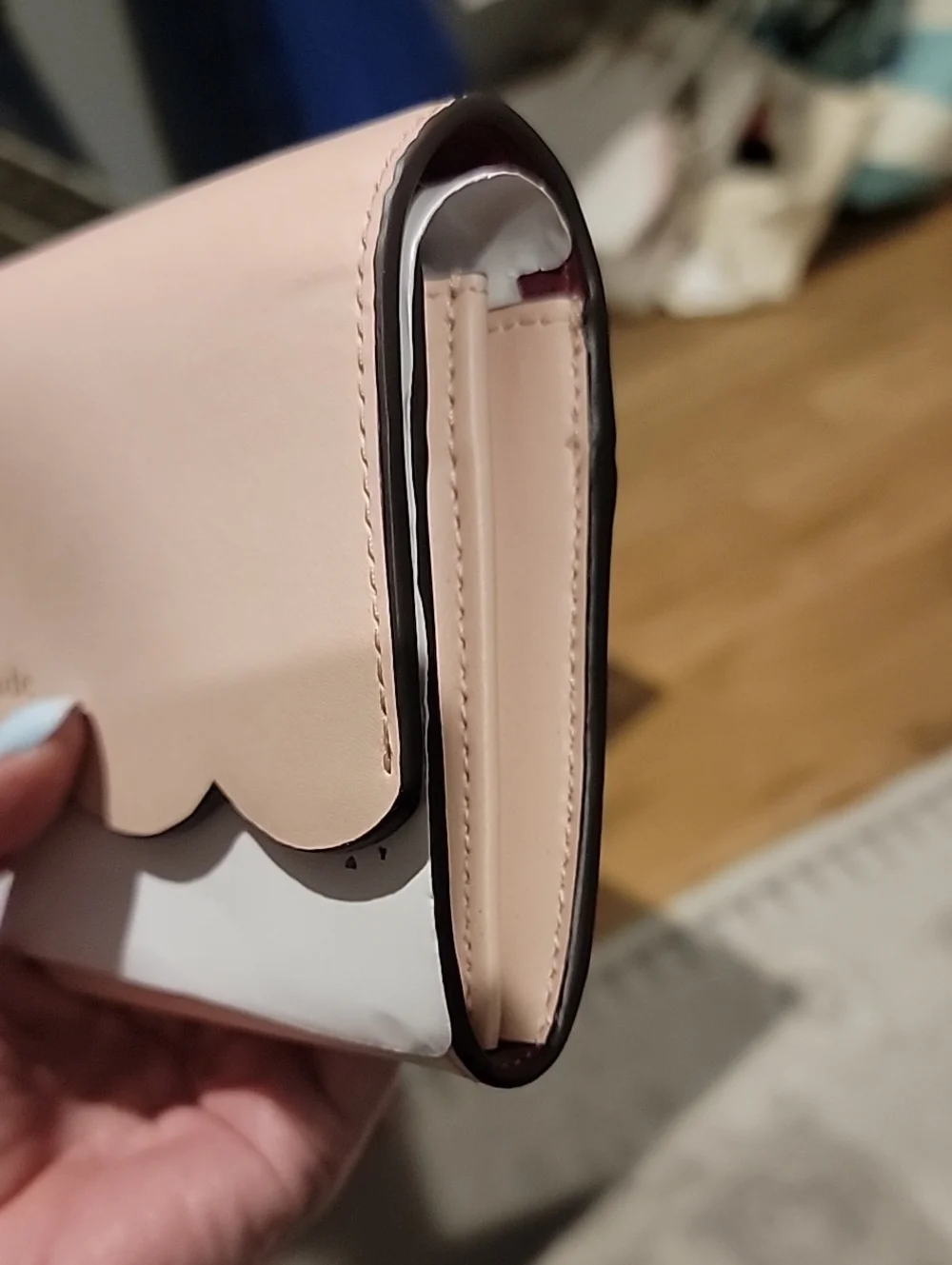 kate spade Blush Pink Scallop-Edge Leather Crossbody with Gold Chain~ NWT